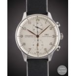 A GENTLEMAN'S STAINLESS STEEL IWC PORTUGUESE AUTOMATIC CHRONOGRAPH WRIST WATCH DATED 2007, REF.