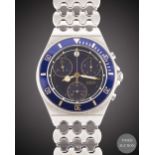 A GENTLEMAN'S STAINLESS STEEL FRED LA TIGRESSE CHRONOGRAPH BRACELET WATCH CIRCA 1990s, WITH BLUE