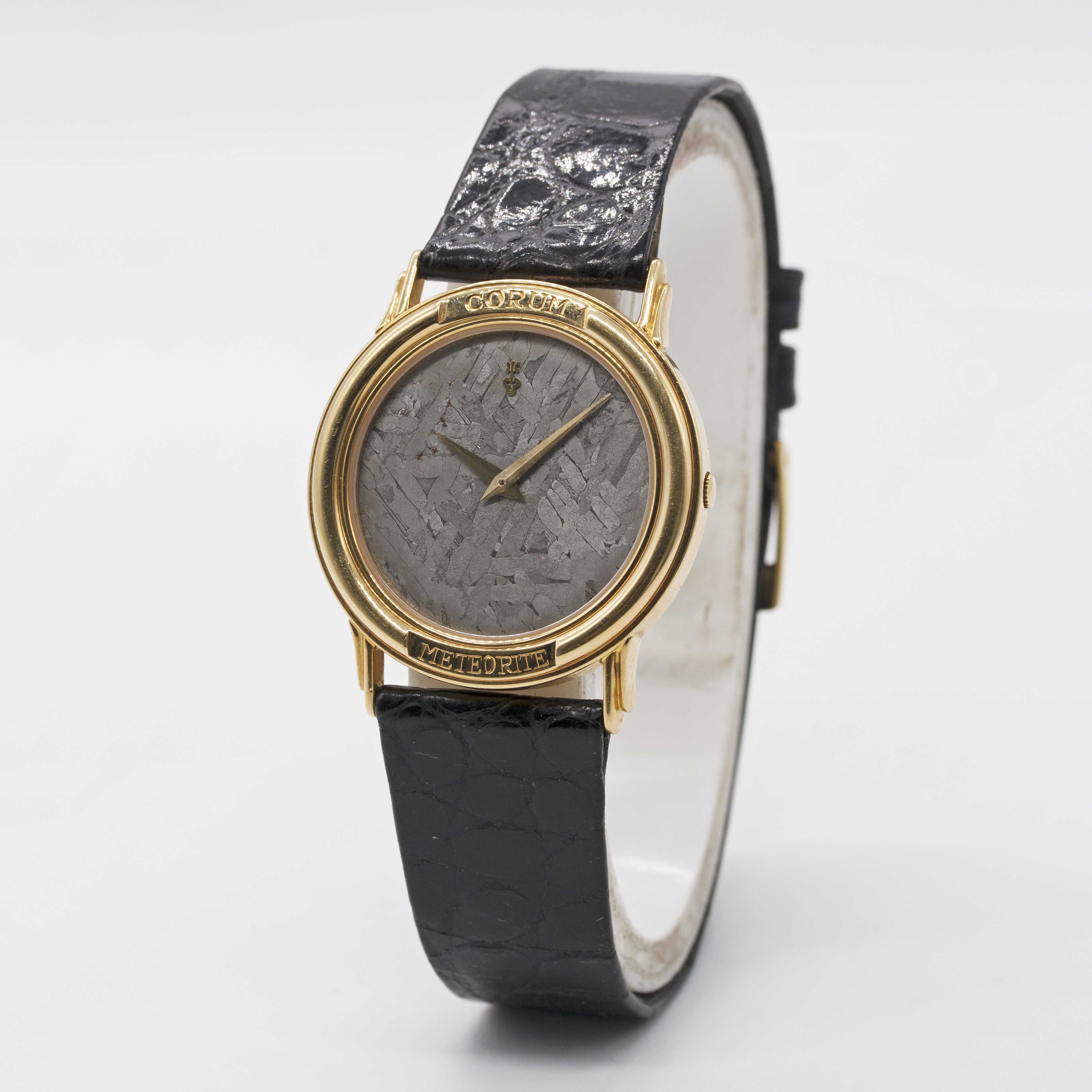 AN 18K SOLID YELLOW GOLD CORUM METEORITE WRIST WATCH CIRCA 1990s, REF. 50450-56 WITH "METEORITE DIAL - Image 3 of 8