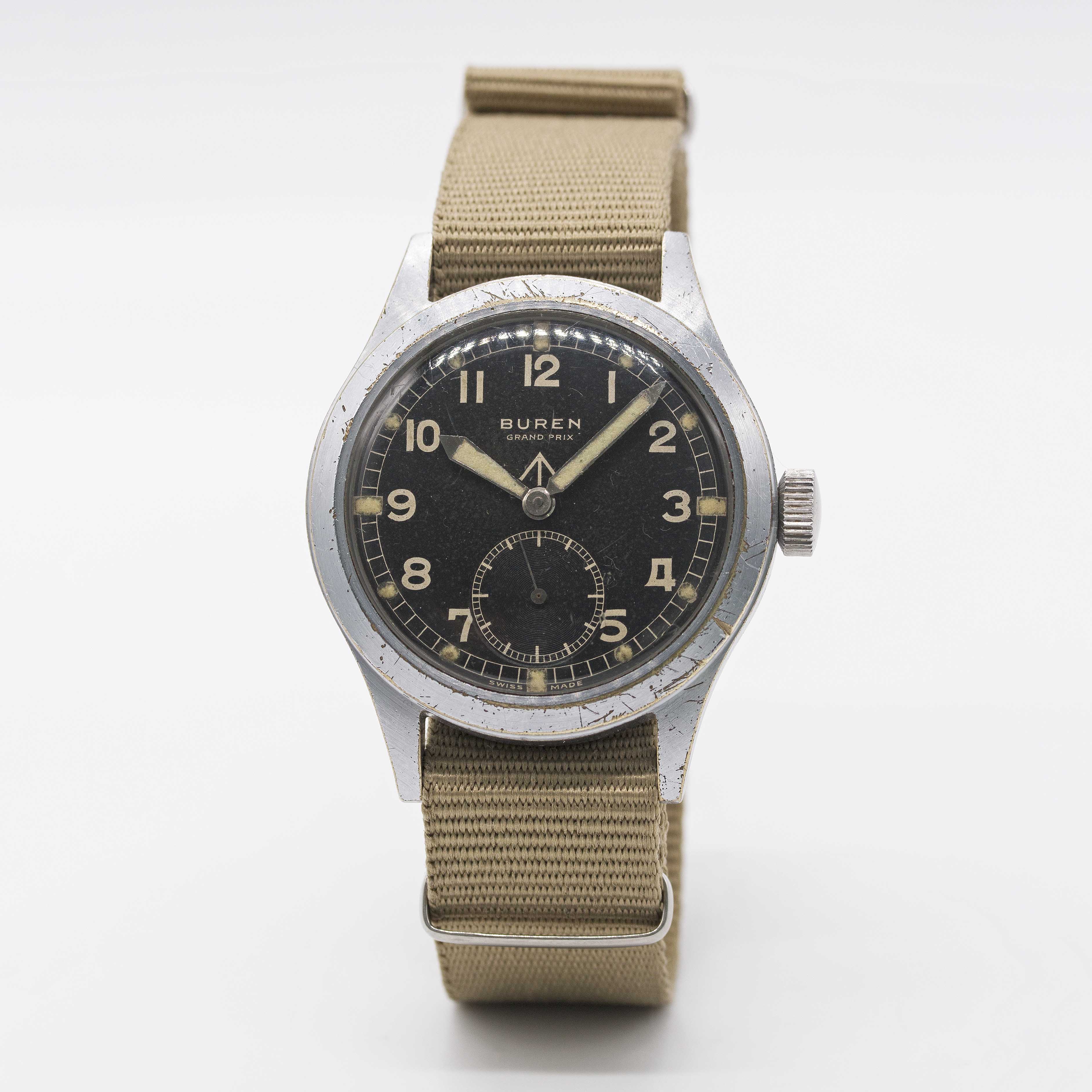 A GENTLEMAN'S BRITISH MILITARY BUREN GRAND PRIX W.W.W. WRIST WATCH CIRCA 1945, PART OF THE "DIRTY - Image 2 of 8