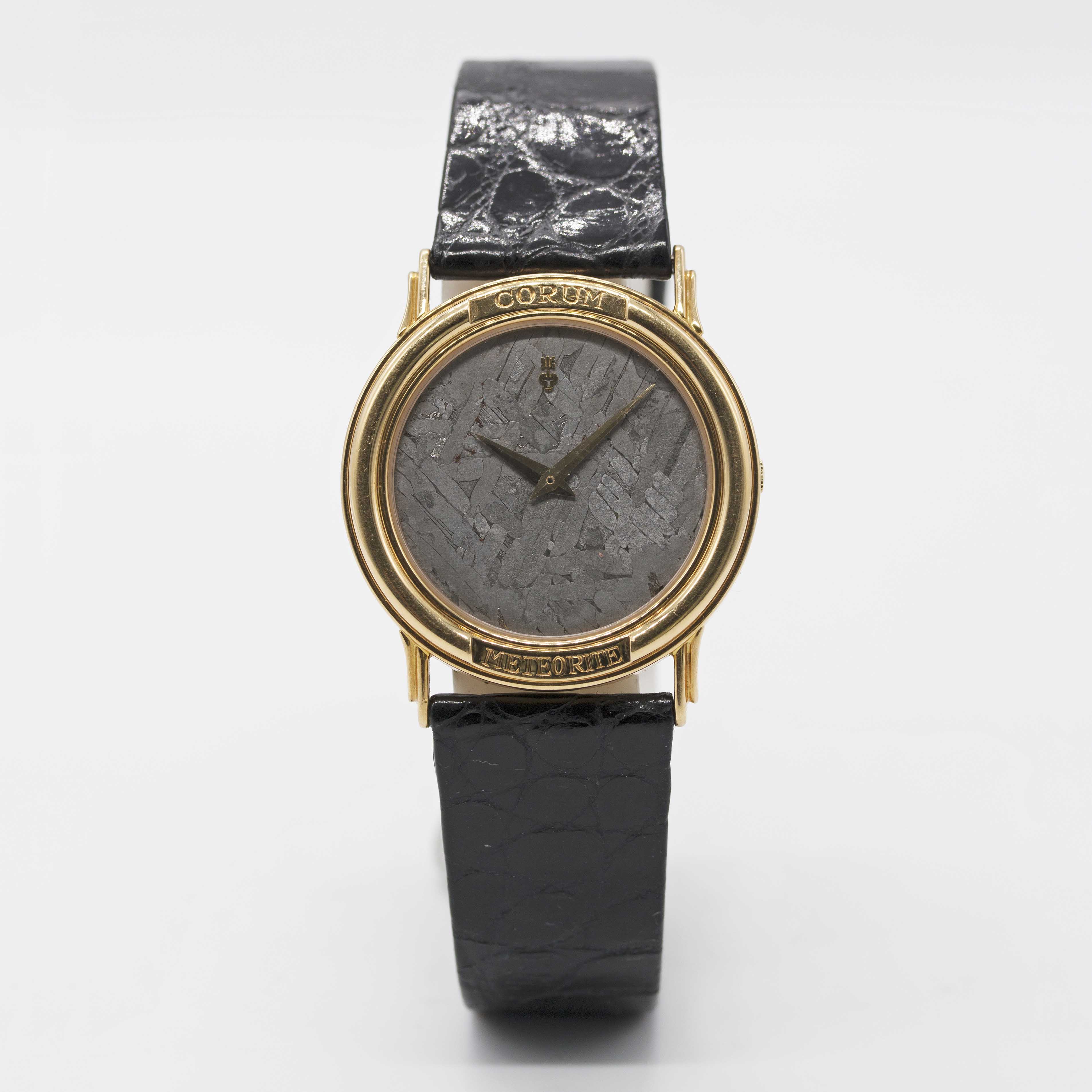 AN 18K SOLID YELLOW GOLD CORUM METEORITE WRIST WATCH CIRCA 1990s, REF. 50450-56 WITH "METEORITE DIAL - Image 2 of 8