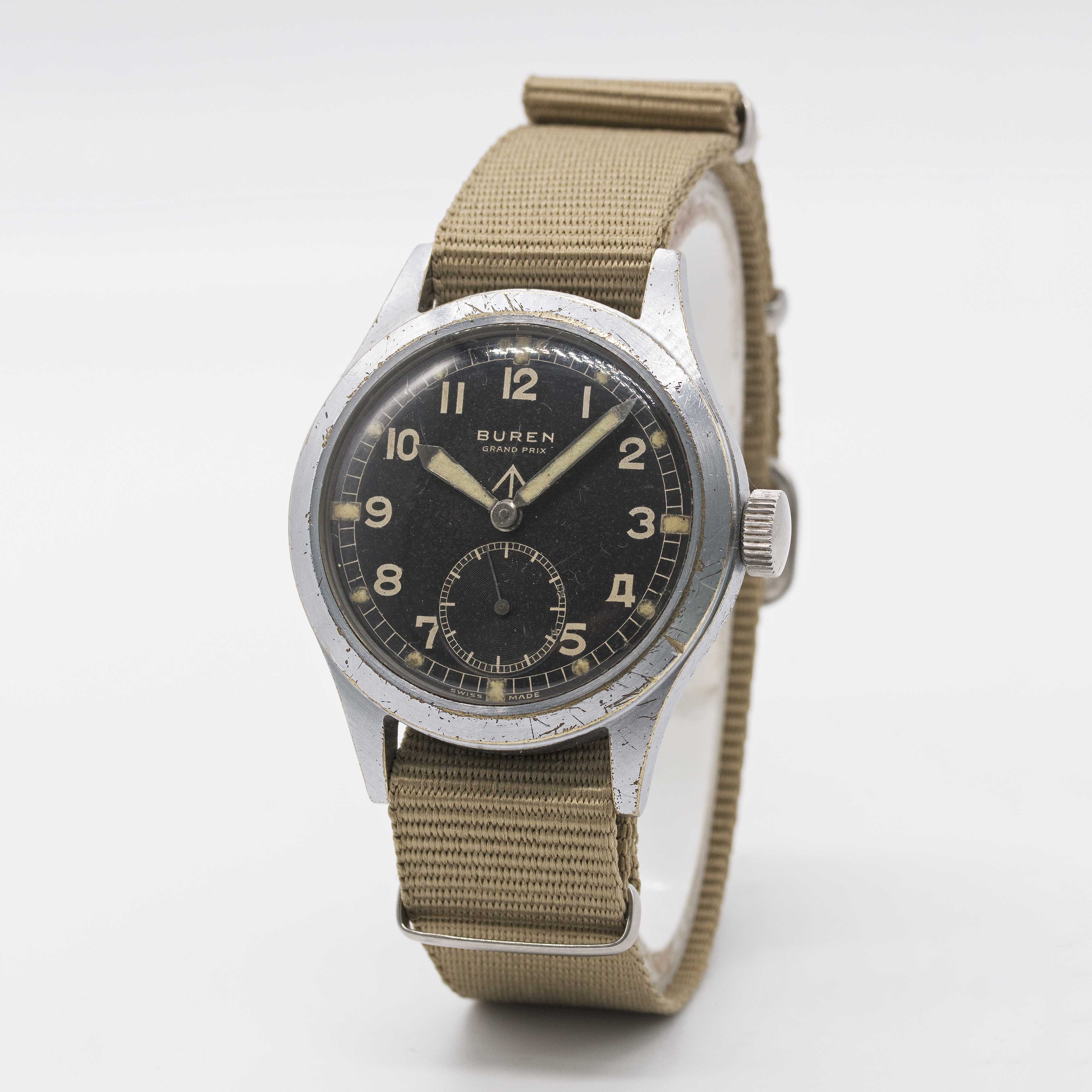 A GENTLEMAN'S BRITISH MILITARY BUREN GRAND PRIX W.W.W. WRIST WATCH CIRCA 1945, PART OF THE "DIRTY - Image 3 of 8