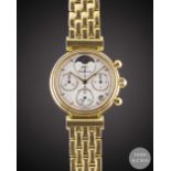 A LADIES 18K SOLID YELLOW GOLD IWC DA VINCI CHRONOGRAPH BRACELET WATCH CIRCA 1990, REF. 3735