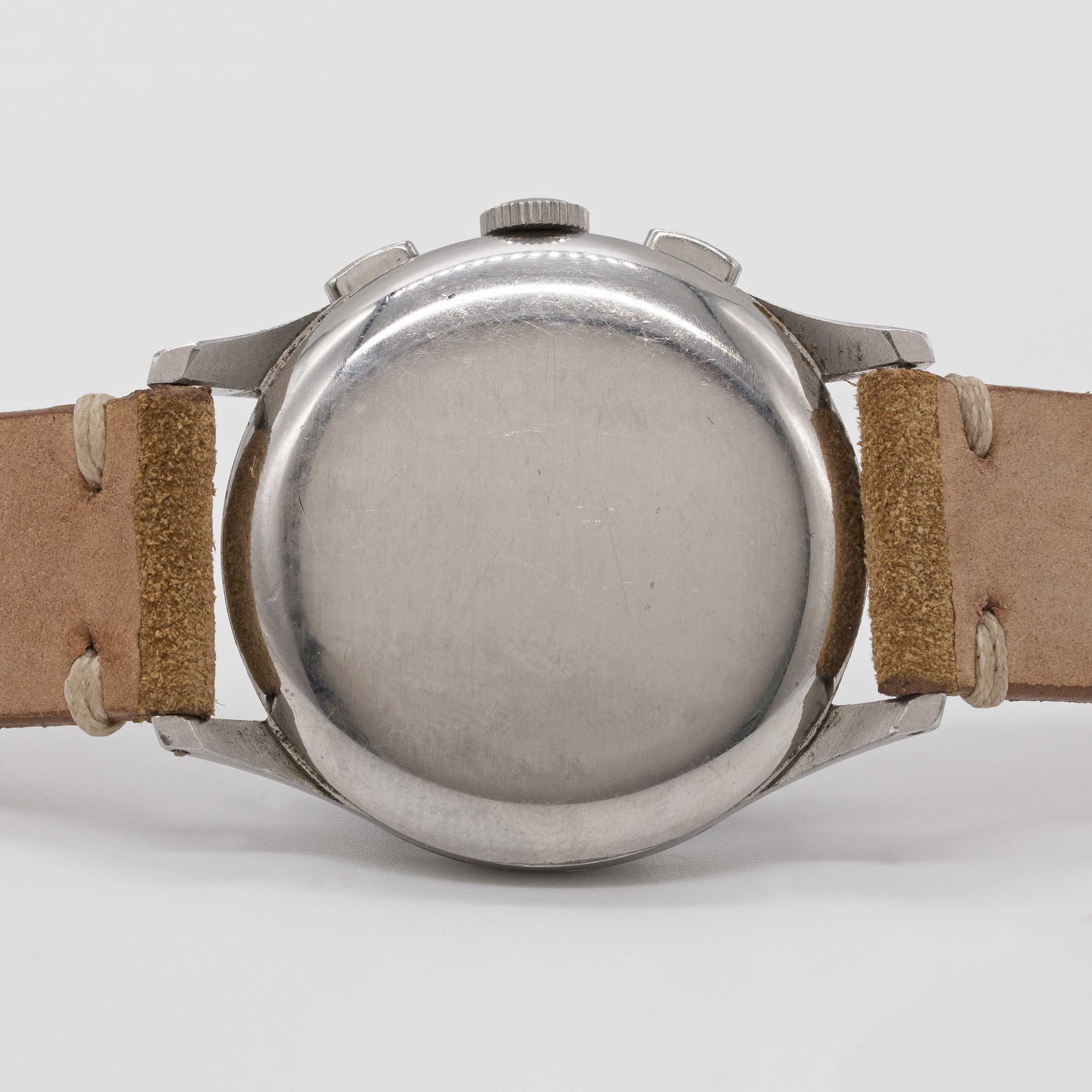 A GENTLEMAN'S STAINLESS STEEL EXCELSIOR PARK CHRONOGRAPH WRIST WATCH CIRCA 1950s, WITH GLOSS - Image 5 of 8