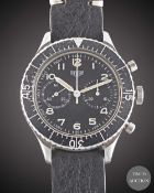 A GENTLEMAN'S STAINLESS STEEL GERMAN MILITARY HEUER BUND FLYBACK CHRONOGRAPH WRIST WATCH CIRCA 1970,