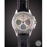 A GENTLEMAN'S SIZE 18K SOLID WHITE GOLD MAUBOUSSIN CHRONOGRAPH WRIST WATCH CIRCA 1990s, REF. R.14370