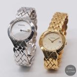 A LOT OF TWO 18K SOLID GOLD LADIES BRACELET WATCHES BY A. BARTHELAY TO INCLUDE ONE IN 18K SOLID