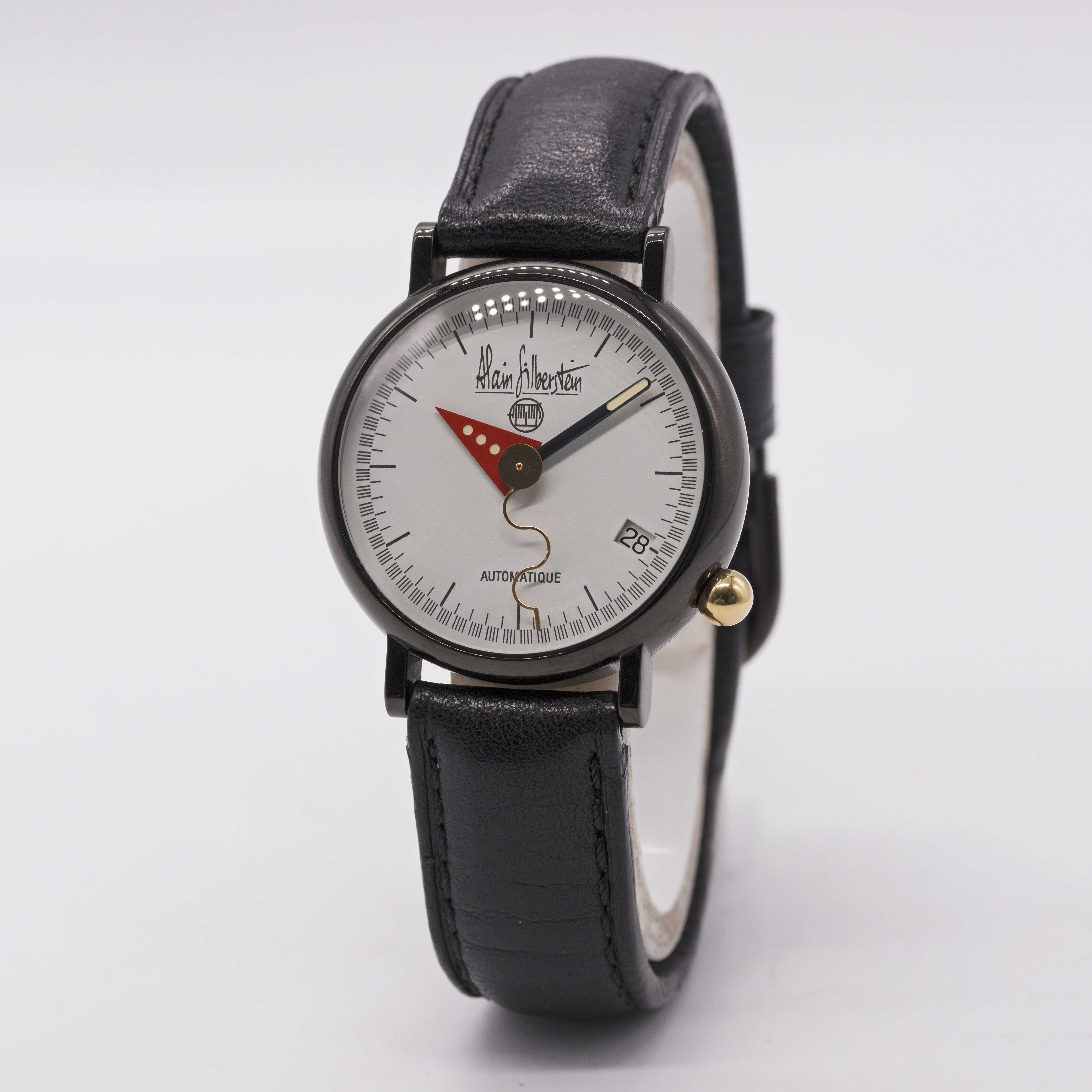 A GENTLEMAN'S SIZE BLACK COATED STAINLESS STEEL ALAIN SILBERSTEIN ARITEK AUTOMATIC WRIST WATCH CIRCA - Image 3 of 8