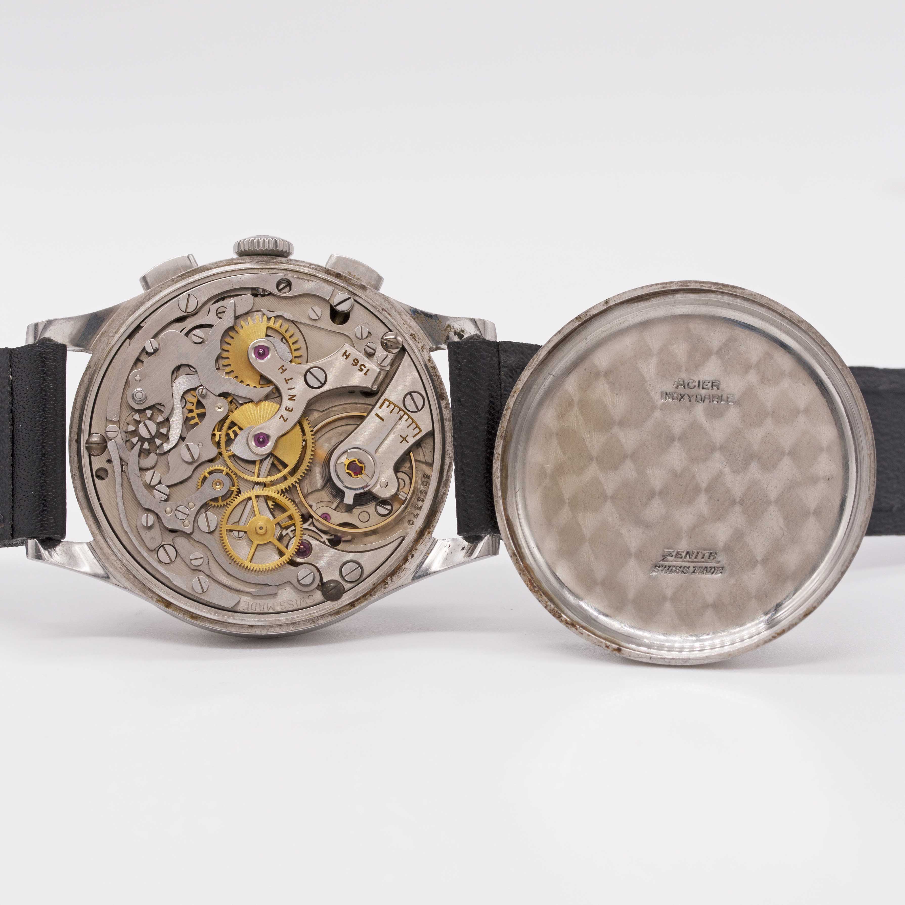 A GENTLEMAN'S STAINLESS STEEL ZENITH CHRONOGRAPH WRIST WATCH CIRCA 1960, WITH CAL. 156H MOVEMENT - Image 6 of 8