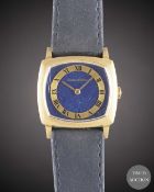 AN 18K SOLID YELLOW GOLD JAEGER LECOULTRE WRIST WATCH CIRCA 1970s, REF. 9032 WITH LAPIS LAZULI
