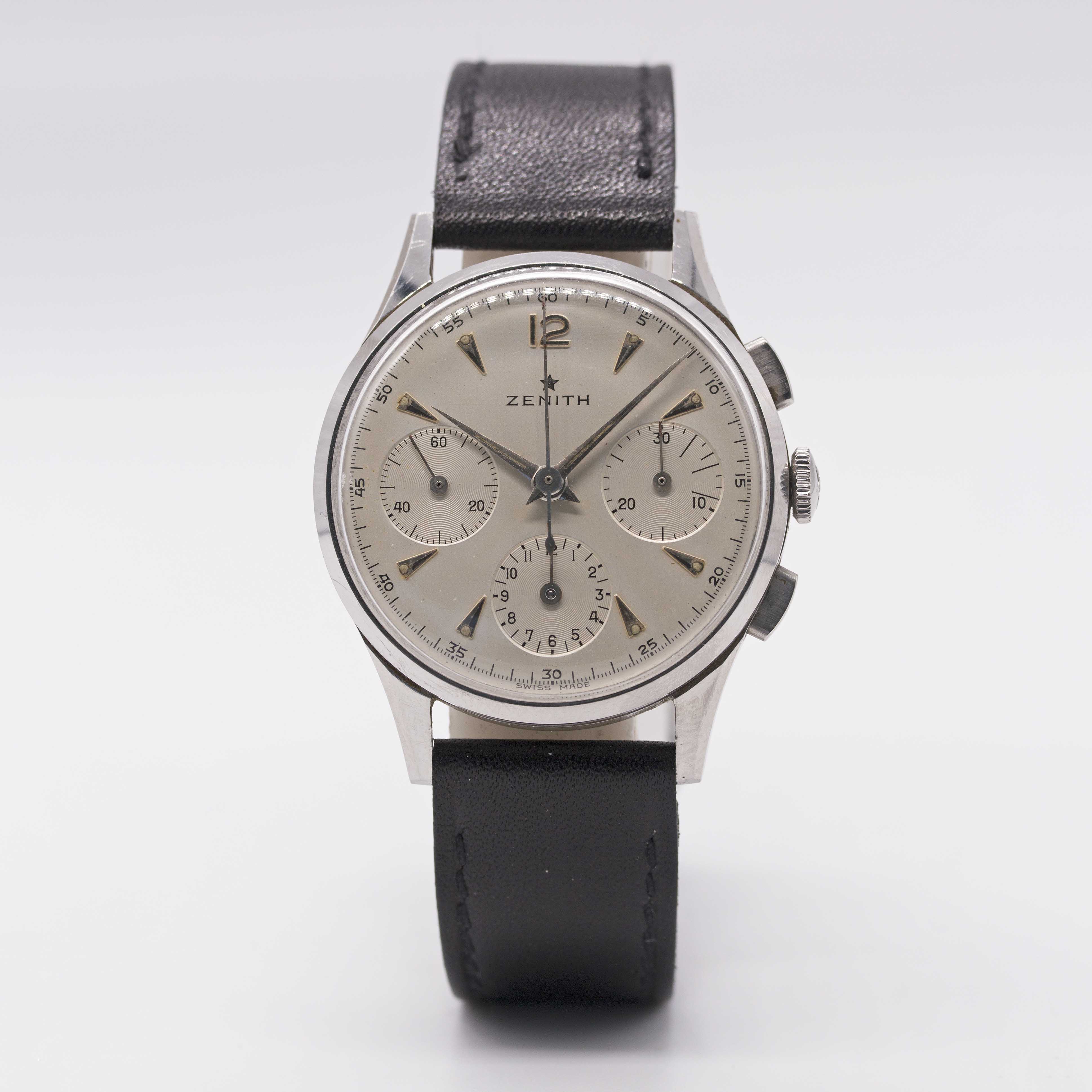 A GENTLEMAN'S STAINLESS STEEL ZENITH CHRONOGRAPH WRIST WATCH CIRCA 1960, WITH CAL. 156H MOVEMENT - Image 2 of 8