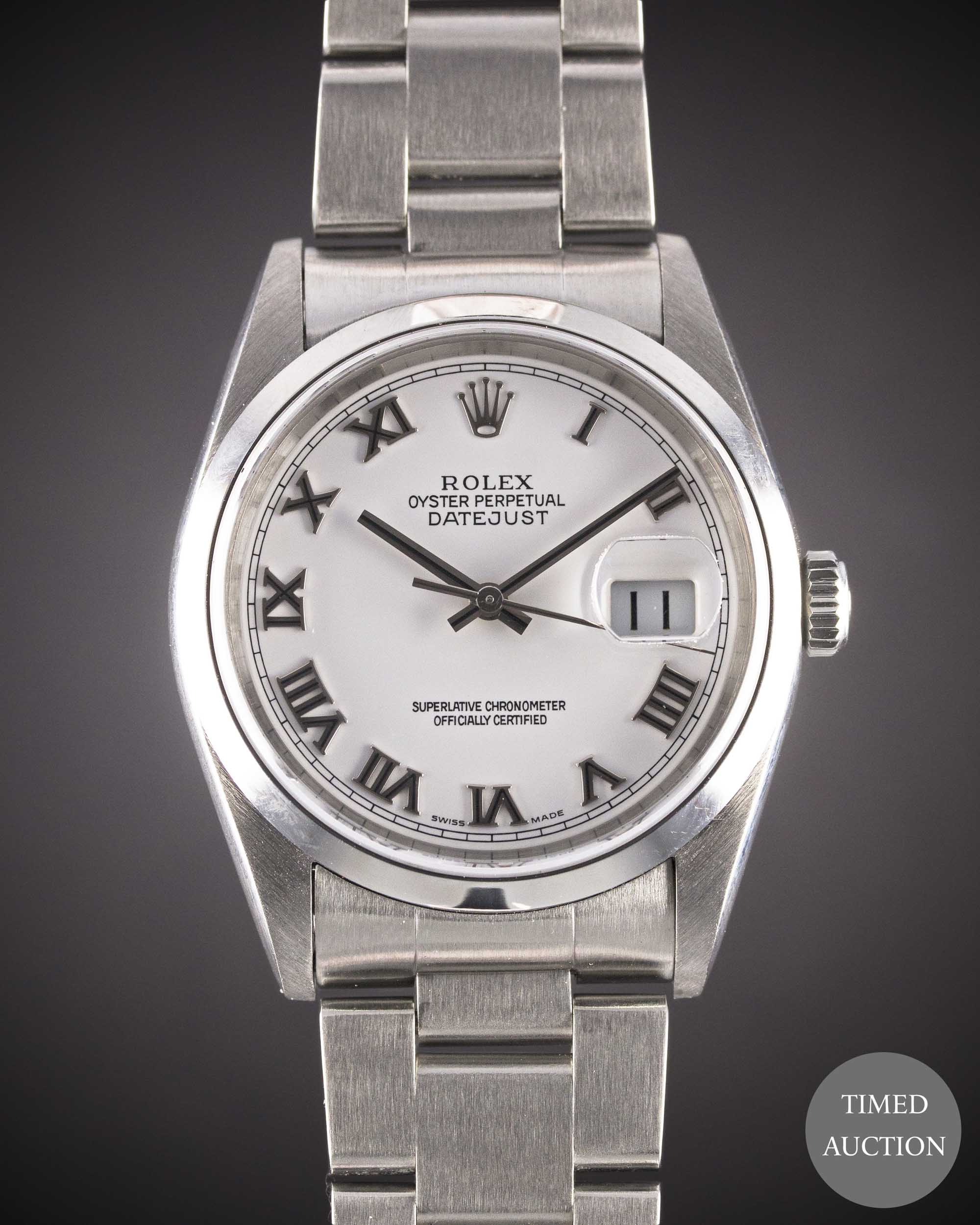 A GENTLEMAN'S STAINLESS STEEL ROLEX OYSTER PERPETUAL DATEJUST BRACELET WATCH CIRCA 2005, REF.