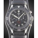 A GENTLEMAN'S STAINLESS STEEL GERMAN MILITARY HEUER "BUND" FLYBACK CHRONOGRAPH WRIST WATCH CIRCA