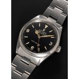 A RARE GENTLEMAN'S STAINLESS STEEL ROLEX OYSTER PERPETUAL EXPLORER SUPER PRECISION BRACELET WATCH