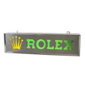 A RARE LARGE STEEL ILLUMINATING ROLEX ADVERTISING SHOP SIGN CIRCA 1970s Measures approx. 92cm by