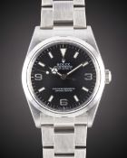 A GENTLEMAN'S STAINLESS STEEL ROLEX OYSTER PERPETUAL EXPLORER BRACELET WATCH DATED 2004, REF. 114270