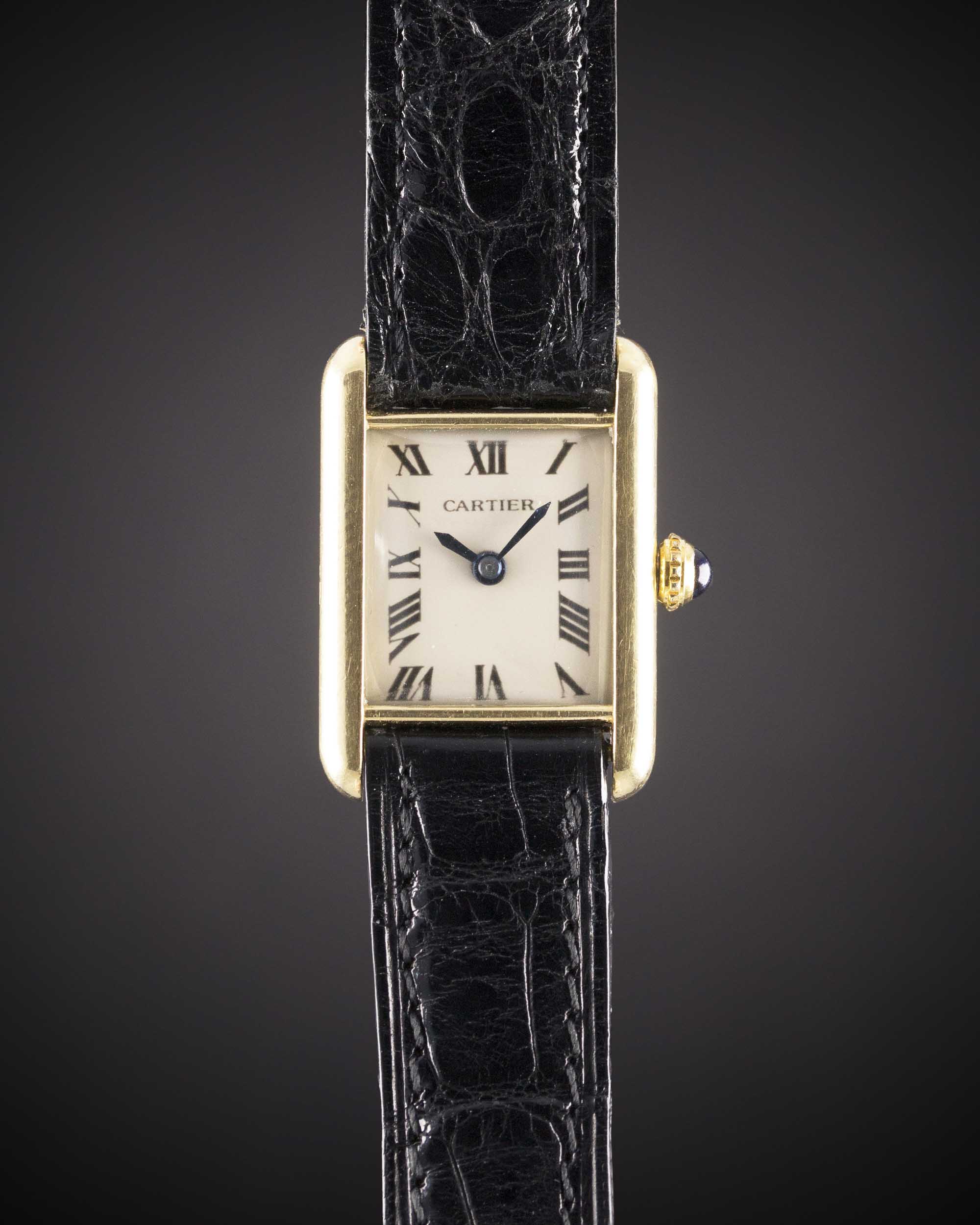 A RARE LADIES 18K SOLID GOLD CARTIER LONDON TANK "LC" WRIST WATCH CIRCA 1975, WITH LONDON