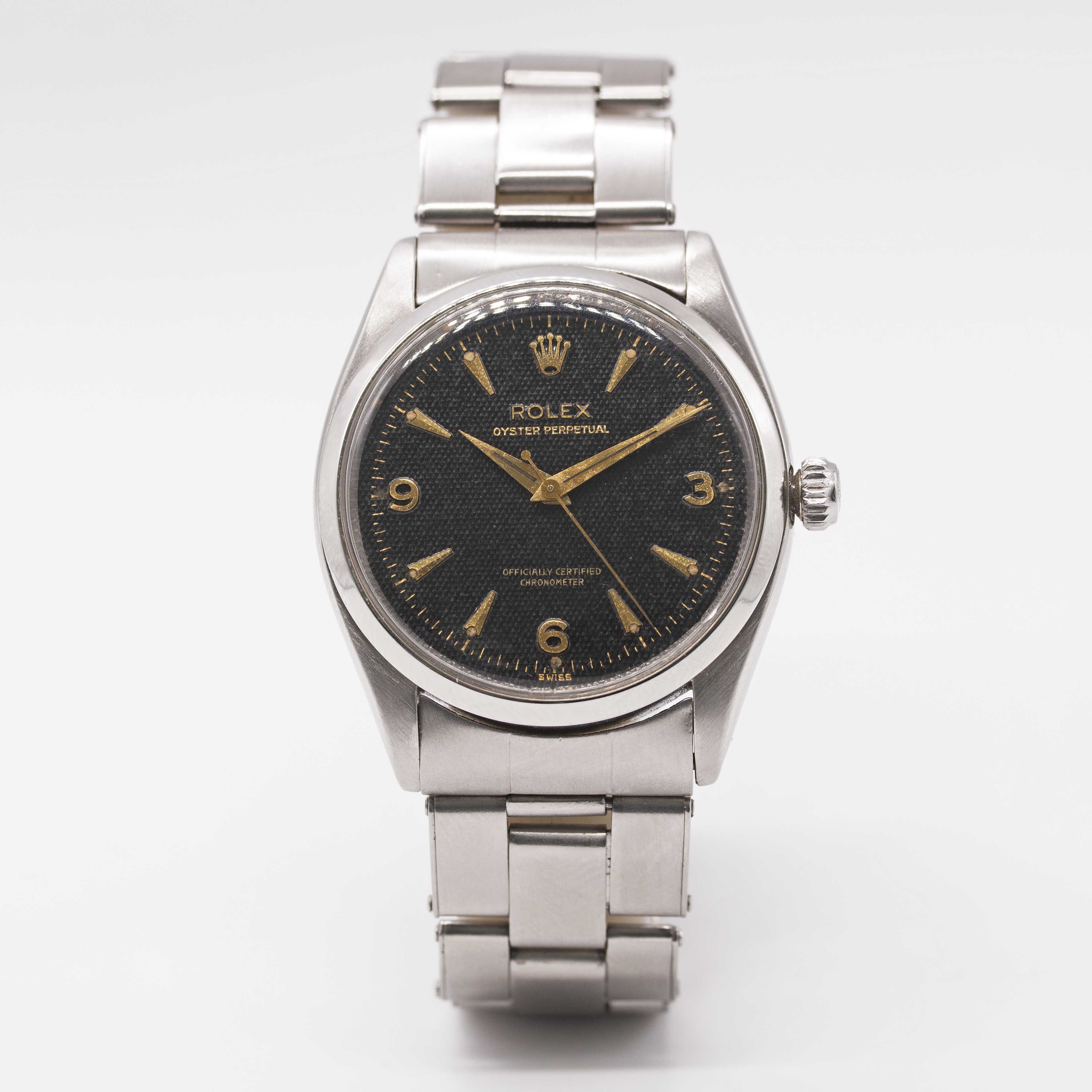 A RARE GENTLEMAN'S STAINLESS STEEL ROLEX OYSTER PERPETUAL BRACELET WATCH CIRCA 1956, REF. 6564 - Image 3 of 12