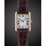 A GENTLEMAN'S SIZE 18K SOLID GOLD CARTIER TANK WRIST WATCH CIRCA 1960s, WITH ORIGINAL 18K SOLID GOLD