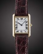 A GENTLEMAN'S SIZE 18K SOLID GOLD CARTIER TANK WRIST WATCH CIRCA 1960s, WITH ORIGINAL 18K SOLID GOLD