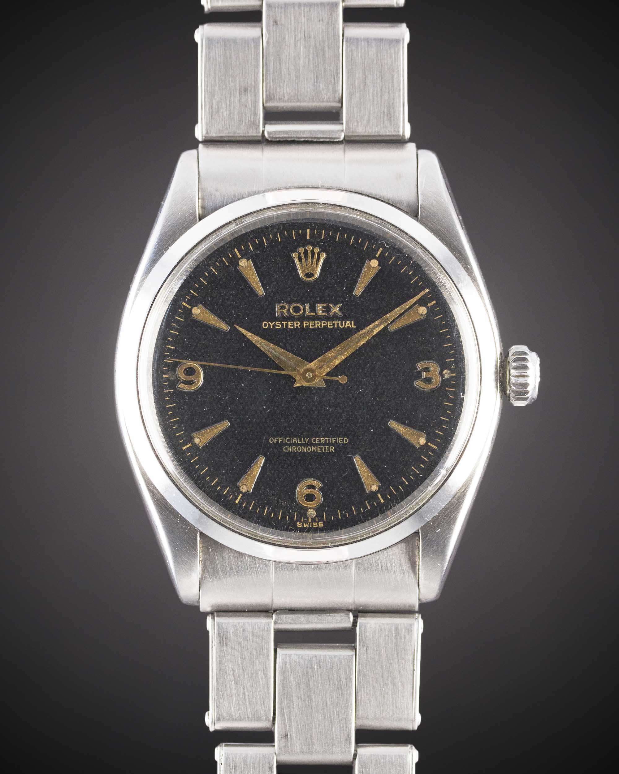 A RARE GENTLEMAN'S STAINLESS STEEL ROLEX OYSTER PERPETUAL BRACELET WATCH CIRCA 1956, REF. 6564 - Image 2 of 12