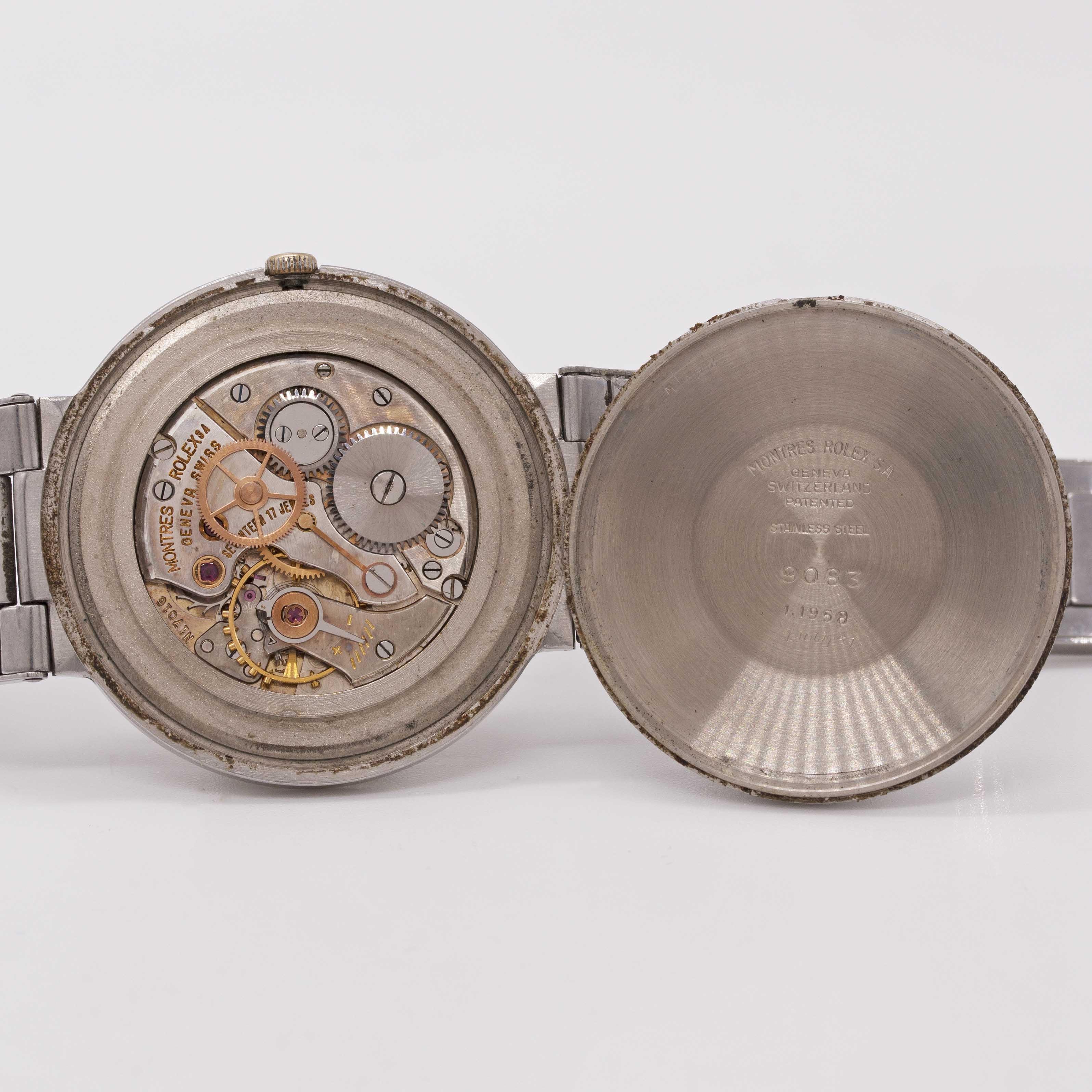 A RARE GENTLEMAN'S STAINLESS STEEL ROLEX "UFO" PRECISION BRACELET WATCH CIRCA 1958, REF. 9083 WITH - Image 9 of 12