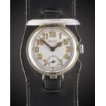 A GENTLEMAN'S SOLID SILVER ROLEX FULL HUNTER OFFICERS TRENCH WRIST WATCH CIRCA 1916, WHITE ENAMEL