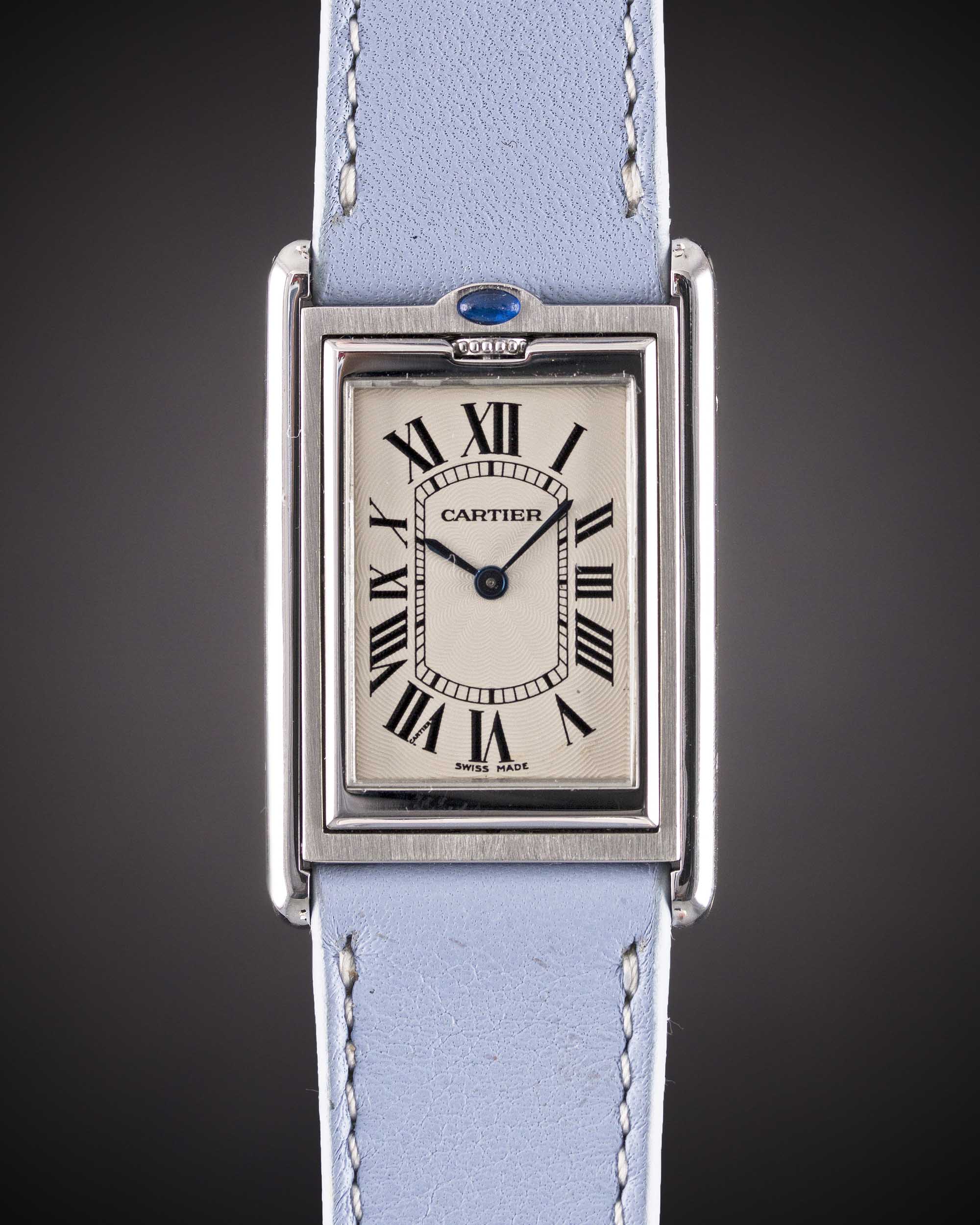 A GENTLEMAN'S STAINLESS STEEL CARTIER TANK BASCULANTE "JUMBO" WRIST WATCH CIRCA 2000s, REF. 2390