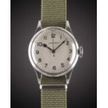 A GENTLEMAN'S BRITISH MILITARY LONGINES RAF PILOTS WRIST WATCH CIRCA 1940, WITH WHITE MOD DIAL