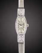A LADIES PLATINUM, 9CT WHITE GOLD & DIAMOND ROLEX COCKTAIL BRACELET WATCH CIRCA 1930, REF. 705