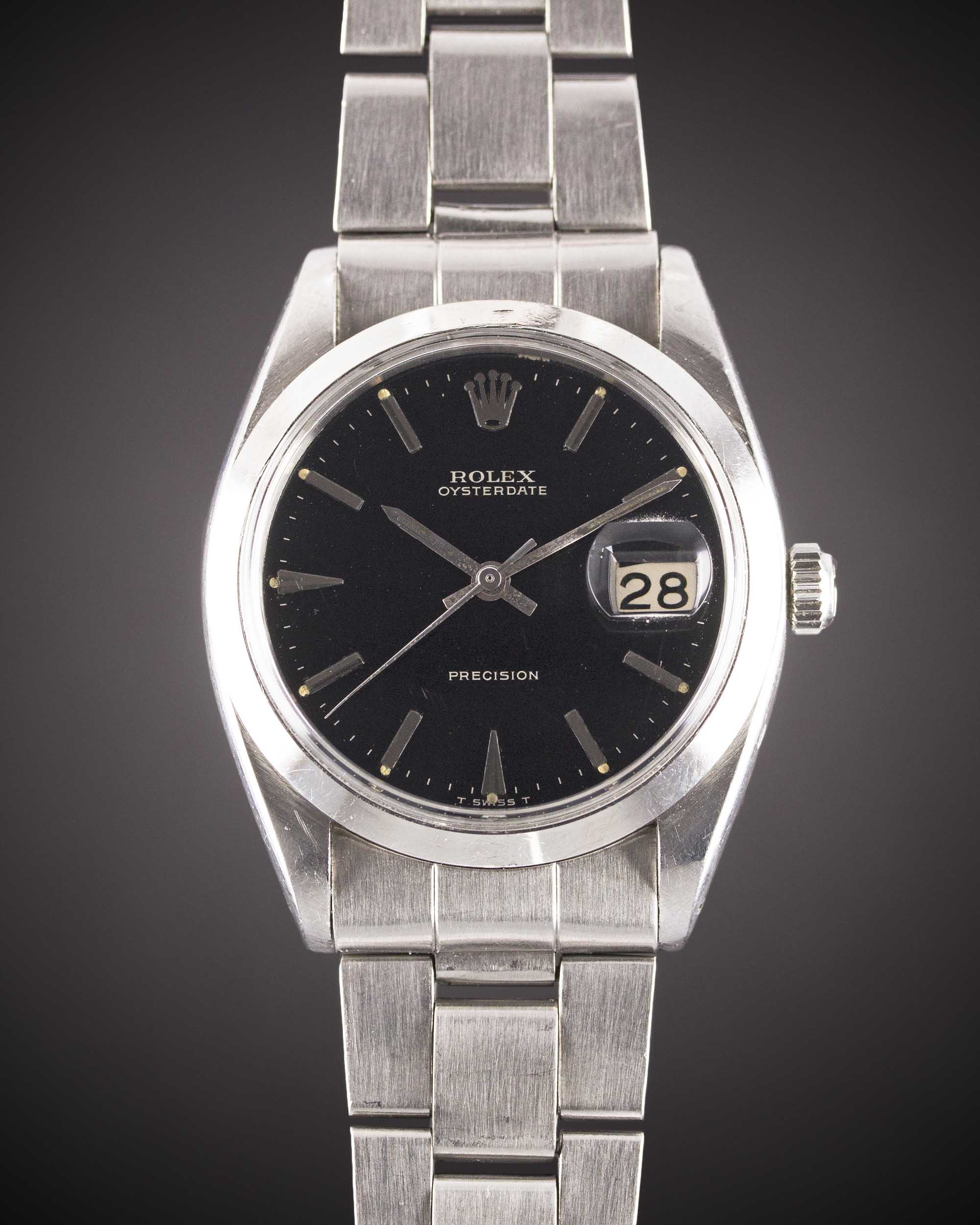 A GENTLEMAN'S STAINLESS STEEL ROLEX OYSTERDATE PRECISION BRACELET WATCH CIRCA 1966, REF. 6694 WITH