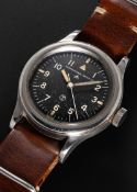 A GENTLEMAN'S STAINLESS STEEL BRITISH MILITARY IWC MARK 11 RAF PILOTS WRIST WATCH DATED 1951