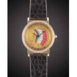 AN 18K SOLID YELLOW GOLD CORUM INDIAN HEAD FIVE DOLLAR COIN WRIST WATCH CIRCA 1990 Movement: Quartz.