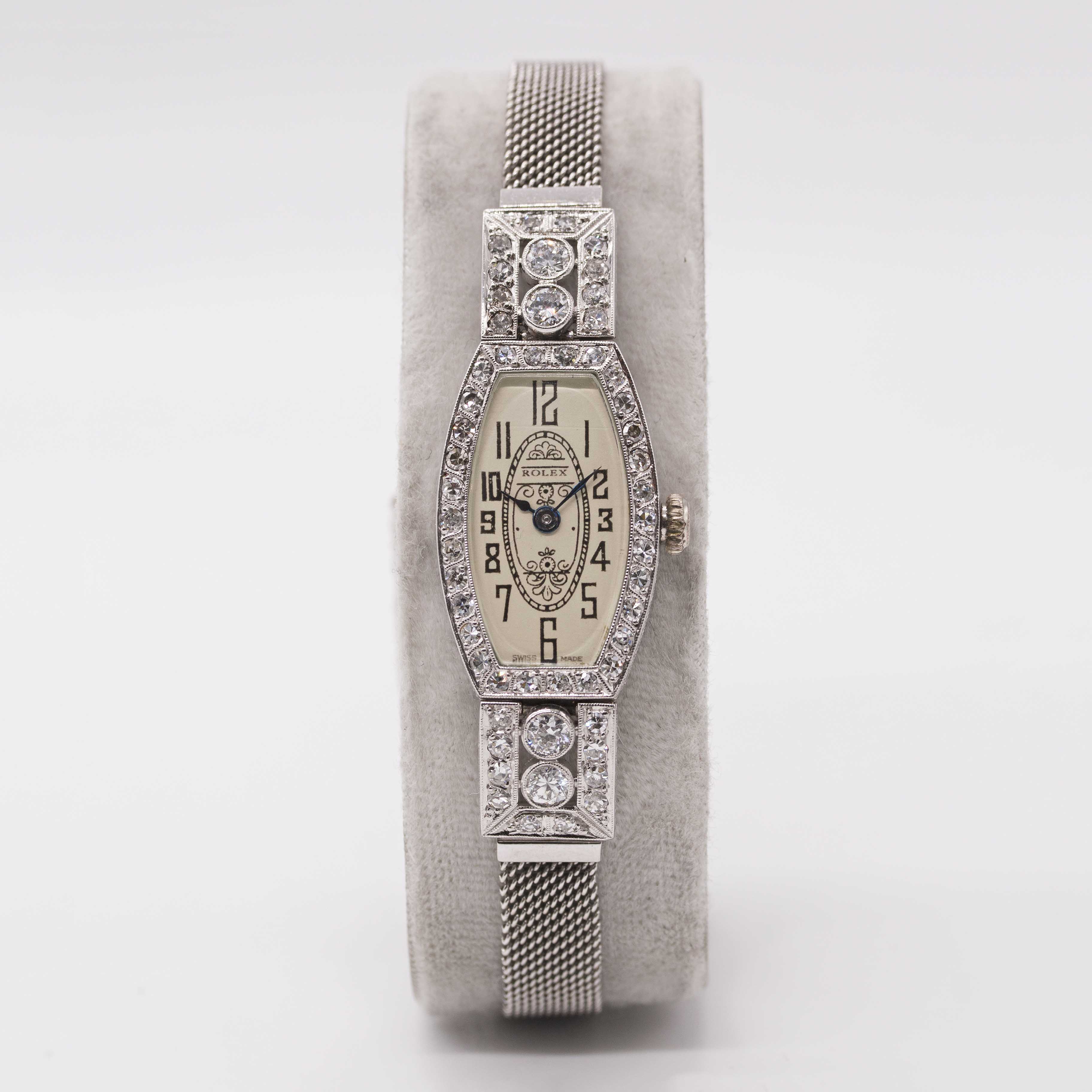 A LADIES PLATINUM, 9CT WHITE GOLD & DIAMOND ROLEX COCKTAIL BRACELET WATCH CIRCA 1930, REF. 705 - Image 2 of 12