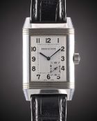A GENTLEMAN'S STAINLESS STEEL JAEGER LECOULTRE GRANDE REVERSO 8 DAYS POWER RESERVE WRIST WATCH DATED