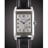 A GENTLEMAN'S STAINLESS STEEL JAEGER LECOULTRE GRANDE REVERSO 8 DAYS POWER RESERVE WRIST WATCH DATED