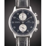 A GENTLEMAN'S STAINLESS STEEL IWC PORTUGUESE AUTOMATIC CHRONOGRAPH WRIST WATCH CIRCA 2006, REF.