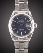 A GENTLEMAN'S STAINLESS STEEL ROLEX OYSTER PERPETUAL DATE BRACELET WATCH CIRCA 1974, REF. 1500