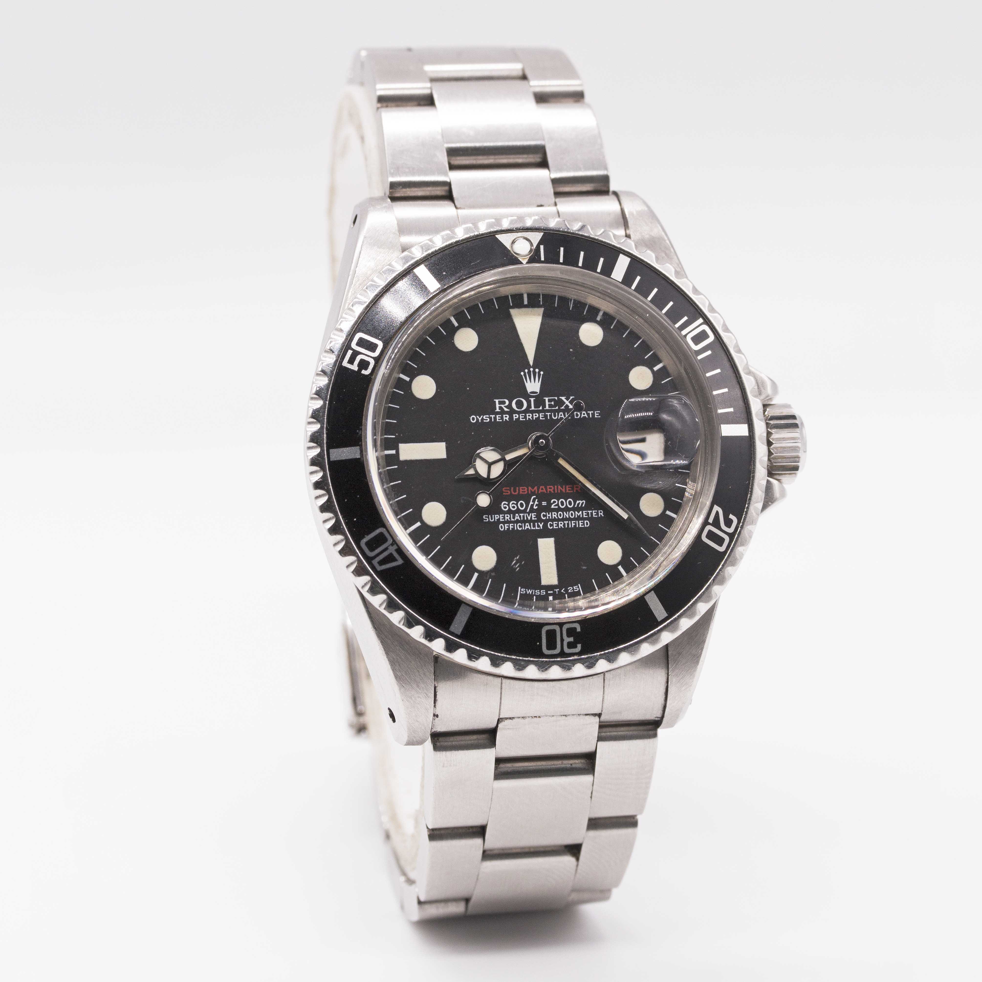 A RARE GENTLEMAN'S STAINLESS STEEL ROLEX OYSTER PERPETUAL DATE "RED WRITING" SUBMARINER BRACELET - Image 6 of 11