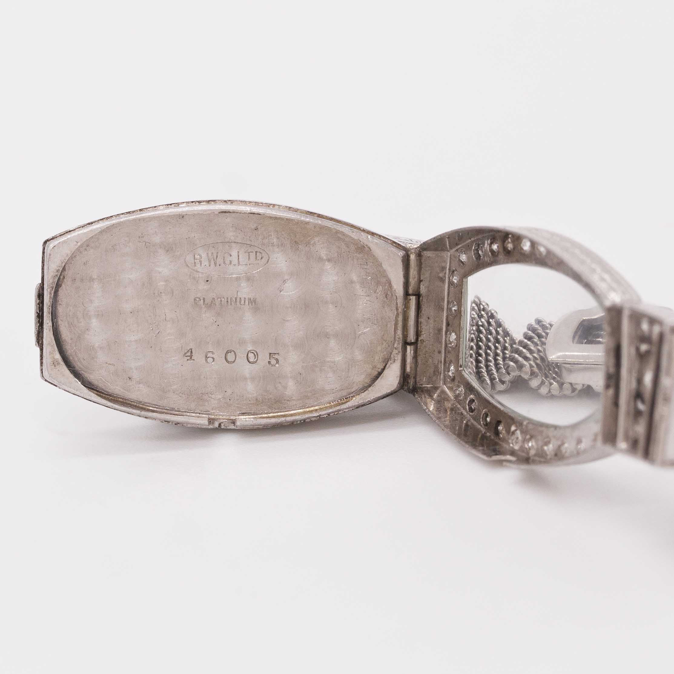 A LADIES PLATINUM, 9CT WHITE GOLD & DIAMOND ROLEX COCKTAIL BRACELET WATCH CIRCA 1930, REF. 705 - Image 10 of 12