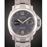 A GENTLEMAN'S TITANIUM & STAINLESS STEEL PANERAI LUMINOR MARINA BRACELET WATCH DATED 2003, REF.