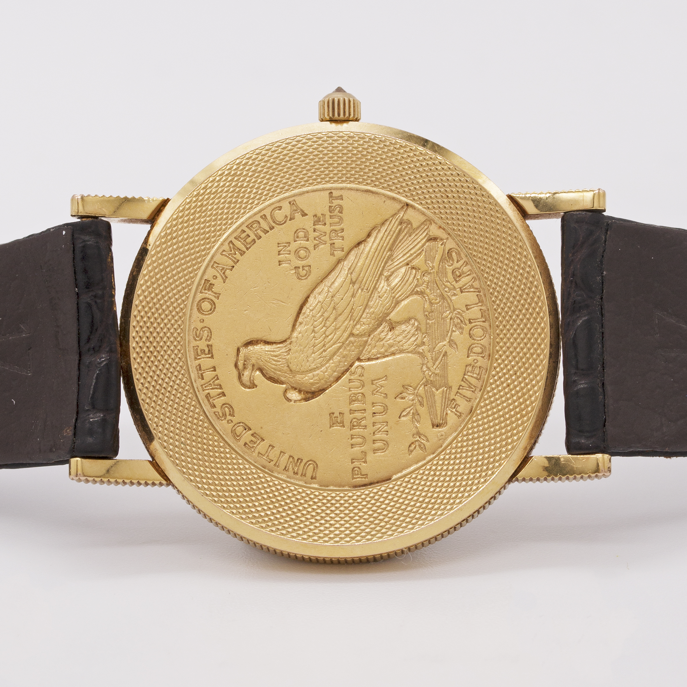 AN 18K SOLID YELLOW GOLD CORUM INDIAN HEAD FIVE DOLLAR COIN WRIST WATCH CIRCA 1990 Movement: Quartz. - Image 7 of 10