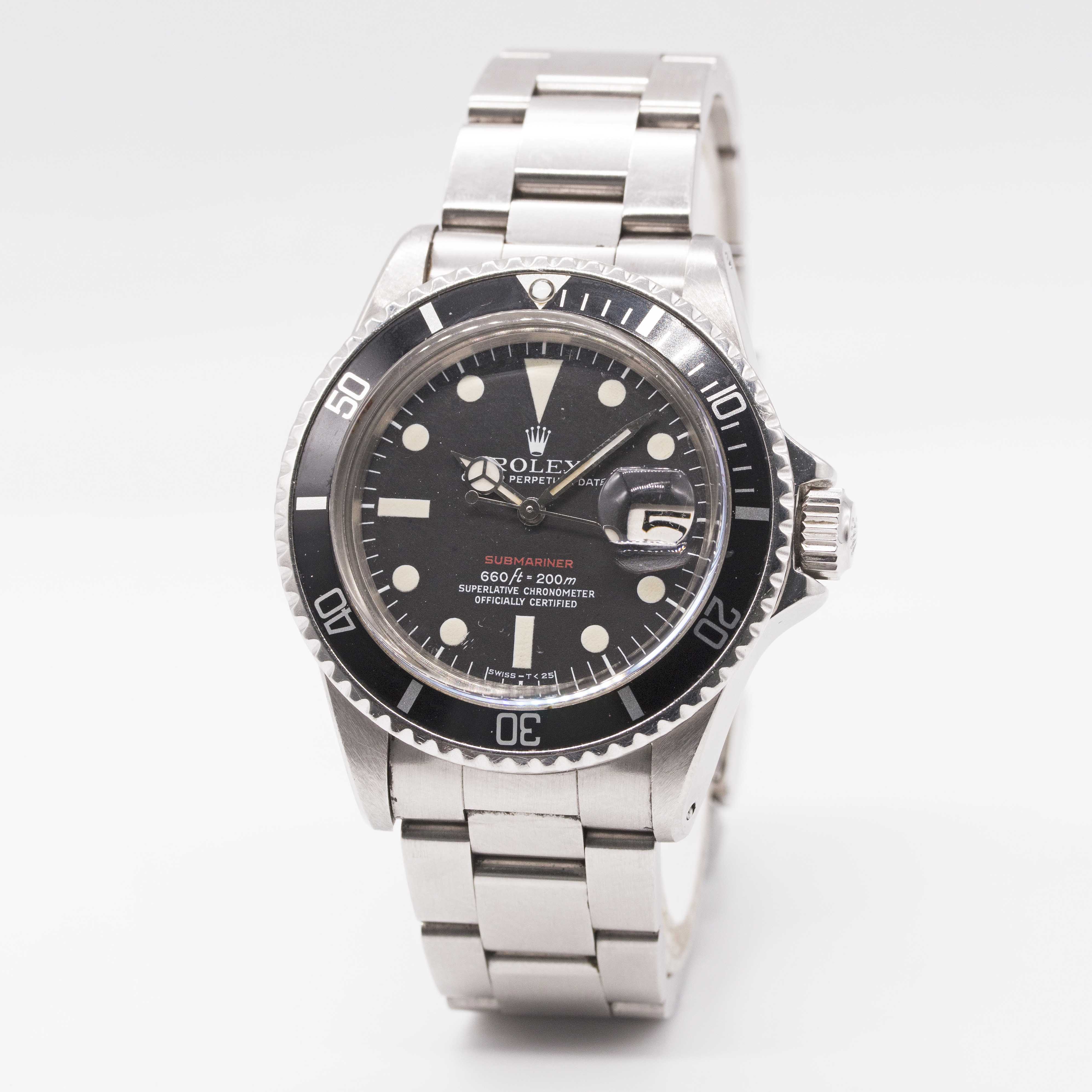 A RARE GENTLEMAN'S STAINLESS STEEL ROLEX OYSTER PERPETUAL DATE "RED WRITING" SUBMARINER BRACELET - Image 5 of 11