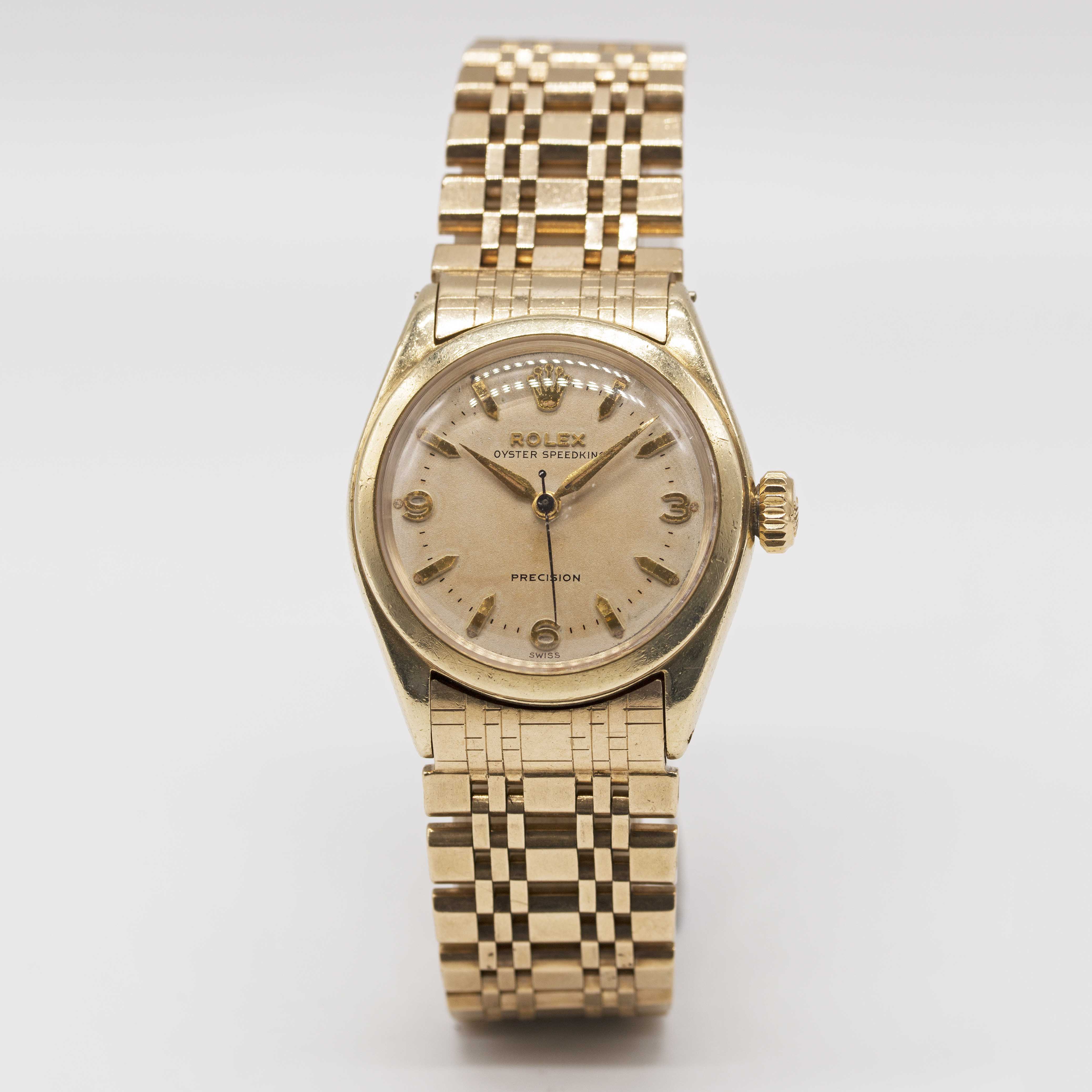 A GENTLEMAN'S SOLID GOLD ROLEX OYSTER SPEEDKING PRECISION BRACELET WATCH CIRCA 1960, REF. 6020. - Image 2 of 11