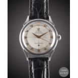 A GENTLEMAN'S STAINLESS STEEL OMEGA CONSTELLATION WRIST WATCH CIRCA 1952, REF. 2782-3, "HONEYCOMB"