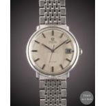 A GENTLEMAN'S STAINLESS STEEL OMEGA DE VILLE AUTOMATIC BRACELET WATCH CIRCA 1970, WITH BRUSHED