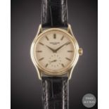 A GENTLEMAN'S 18K SOLID GOLD PATEK PHILIPPE CALATRAVA WRIST WATCH DATED 1993, REF. 3923 WITH PATEK