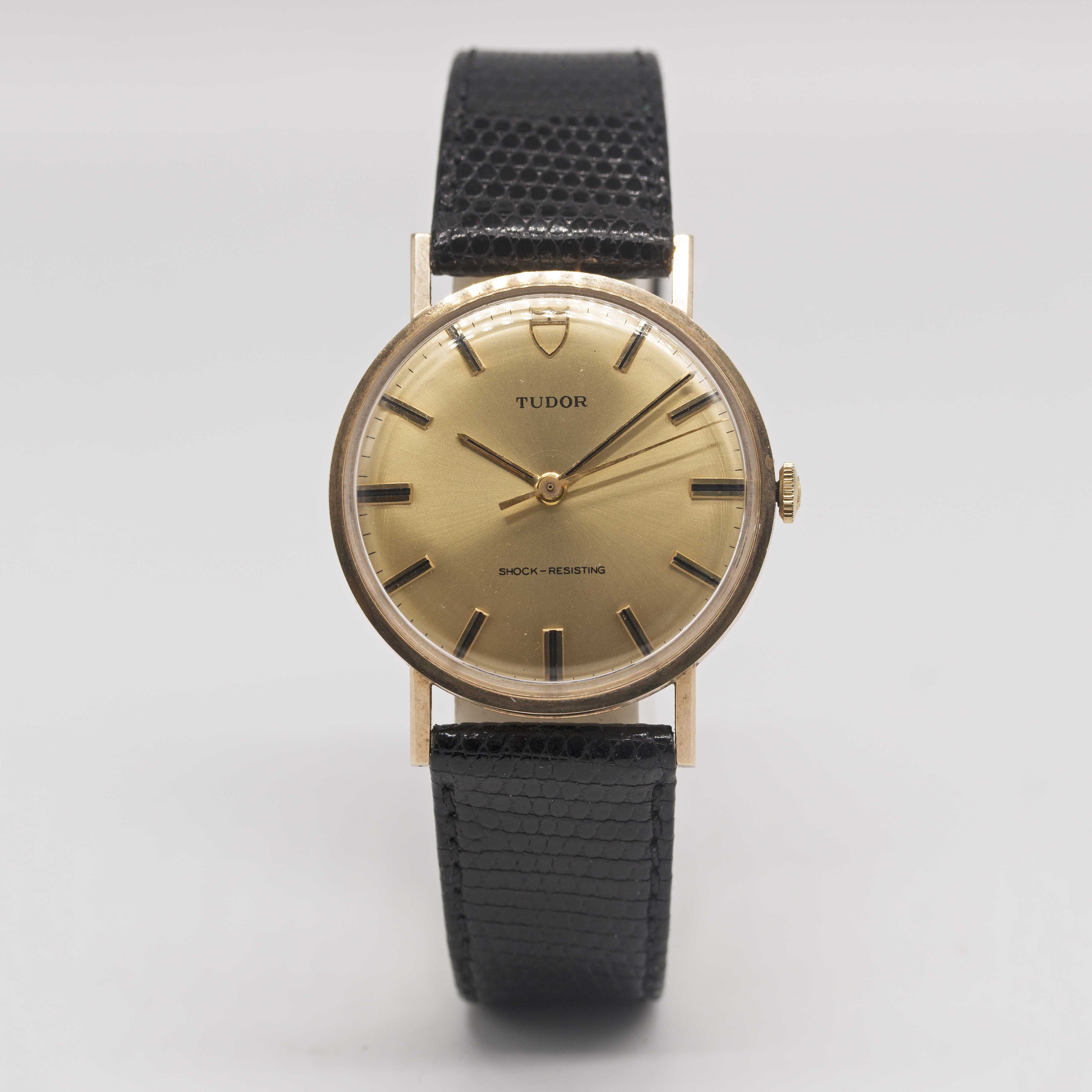 A GENTLEMAN'S 9CT SOLID GOLD ROLEX TUDOR SHOCK RESISTING WRIST WATCH CIRCA 1969, WITH CHAMPAGNE - Image 2 of 10