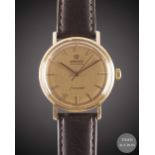A GENTLEMAN'S 18K SOLID ROSE GOLD OMEGA SEAMASTER AUTOMATIC WRIST WATCH CIRCA 1960s, WITH BRUSHED