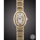 A LADIES 18K SOLID YELLOW GOLD CARTIER BAIGNOIRE BRACELET WATCH CIRCA 1990s, REF. 1954 Movement: